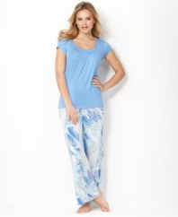 Light as a feather. Drift away with the breezy print of these stretch pajama pants by Alfani.