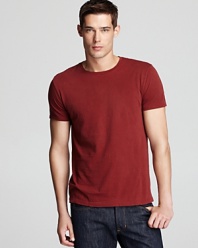 Uncommonly soft cotton from Peru in a super-rich tone elevates this simple tee to number one on your list.
