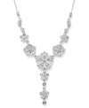 Make her occasion even more special. This wistful y-shaped necklace by Eliot Danori features a lovely floral pattern decorated with sparkling crystals. Set in silver tone mixed metal. Approximate length: 16 inches + 2-inch extender. Approximate drop: 1-1/4 inches.