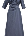 Alex Evenings Slate Blue Sateen Sleeveless Dress With Bolero Jacket