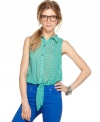 Add a retro appeal to your spring look with this Bar III polka dot-printed blouse -- adorable over high-waisted bottoms!