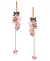 Blush-tone bubbles. Betsey Johnson's playful cluster earrings feature chic cherry beads and heart-shaped crystal drops in pretty pink hues. Set in gold tone mixed metal. Approximate drop: 4 inches.
