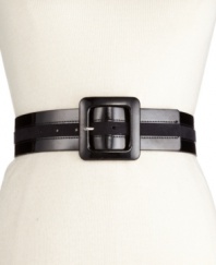 Give them something to talk about with Style&co.'s sleek faux leather and suede belt. With a wide body and chunky square buckle.