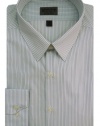 Arrow Men's Long Sleeve Slim Fit Wrinkle Free Dress Shirt, White With Grey & Aqua Pinstripes, 16.5 - 34/35