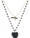 Betsey Johnson Essentials 2 Row Heart Pendant Necklace