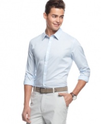 A classic pattern gets you outfitted for any event needing some extra polish, but the epaulets on this shirt from Calvin Klein give it an evening edge.