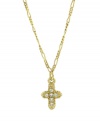 Let your devotion shine in Vatican's religious-inspired jewelry. Pendant features a traditional cross accented by sparkling, round-cut rhinestones. Setting and chain crafted in gold tone mixed metal. Approximate length: 16 inches + 3-inch extender. Approximate drop: 1/2 inch.