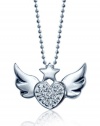 Alex Woo Little Rock Star Heart with White Wings Pendant Necklace