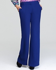 Cool in cobalt, Shoshanna's statement-making wide leg Shanley pants lend a dressed up look for summer--pair them with a printed secretary blouse for polished perfection.