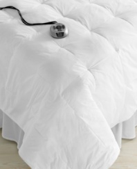 Customize your comfort with Sunbeam's Tweed heated comforter, featuring an exclusive wiring system that senses and adjusts throughout the blanket for optimum warmth. Also boasts two layers of hypoallergenic fill tucked within a pure cotton cover. Pair with a duvet cover that features button or tie closure. (Clearance)