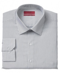 A neutral base with a modern fit means that the options are endless with this microchecked shirt from Alfani RED.