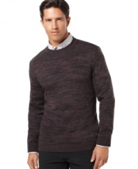 Change up your rotation with the subtle, sophisticated texture of this marled Via Europa crew neck sweater, crafted from twisted acrylic yarns for a soft hand and multi-dimensional look. (Clearance)