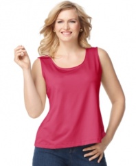 Layer your looks in style with Charter Club's sleeveless plus size top-- it's a must-have basic!