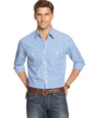 A little bit country. Kenneth Cole New York makes this gingham shirt look cool no matter where you are.