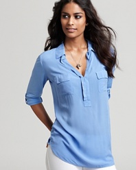 A comfy-cool alternative to the classic button up, this Splendid henley shirt is just as sleek paired with a trend-right pencil skirt as it is with your favorite jeans.