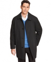 Battle the brisk weather with ease in this season-ready coat from Kenneth Cole.