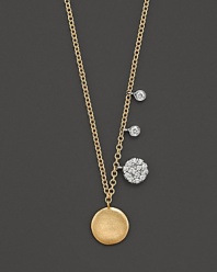 Diamond charms and golden discs sparkle and jingle on a 14K yellow gold chain.