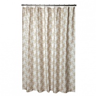 This shower curtain is fashioned with a geometric pattern in a vibrant print.