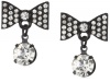 Betsey Johnson Iconic Jet Bow and Crystal Drop Earrings
