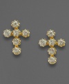 Let her cherish these classic cross earrings, crafted in luminous 14k gold with cubic zirconia stones.