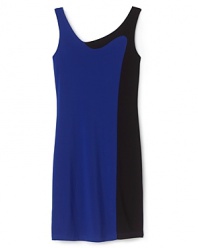 A slinky, sleeveless dress for your aspiring fashionista, this simply elegant dress revels in a rich cobalt with contrast black colorblocks for a touch of intrigue.