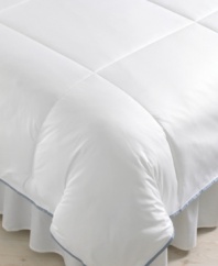 Rest in luxurious serenity with this pleated edge comforter from Calvin Klein, featuring smooth 300-thread count cotton sateen, down alternative fill and hypoallergenic construction. Finished with blue trim. (Clearance)