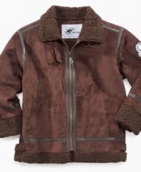 The only thing that will be cool when he wears this sherpa style jacket from KC Collections is his fashion.