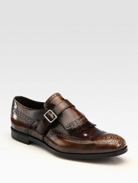 Spazzolato fume slip on design with side buckle and kiltie detail.Leather upperLeather liningRubber soleMade in Italy