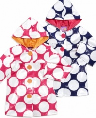 Brighten up any rainy day with this sweet polka dot rain coat from Pink Platinum.