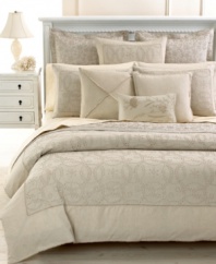 Boasting luxurious 500-thread count cotton twill fabric, this Martha Stewart Rustic Eyelet sheet set adds a comforting layer to your bed.