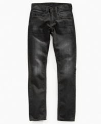 What's the skinny on new denim styles? These slim-fit jeans from Levi's are! A cool fade and a cooler fit.