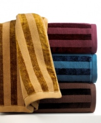 Wrap up in the luxury of Charter Club. Featuring alternating stripes of chenille and terry cloth in rich jewel tones, this Damask Stripe bath towel makes you feel like the king (or queen!) of your castle.