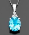 Slip away with the soothing beauty of this sparkling pendant. Oval-cut blue topaz (2-3/4 ct. t.w.) shines bright in a 14k white gold setting. Approximate length: 18 inches. Approximate drop: 3/4 inch.