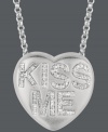 Pucker up! Sweethearts' adorable heart-shaped pendant expresses more that just great style with the words KISS ME written in round-cut diamonds (1/6 ct. t.w.) across the surface. Pendant crafted in sterling silver. Copyright © 2011 New England Confectionery Company. Approximate length: 16 inches + 2-inch extender. Approximate drop: 5/8 inch.