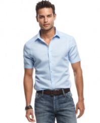 Change up your casual style with this short-sleeved shirt from INC International Concepts. Embroidered detailing at the shoulder adds a hip edge to a classic look.