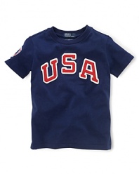 This sporty tee celebrates Team USA's participation in the 2012 Olympics with USA Olympic Teamon soft, breathable cotton.