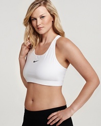 Made with Dri-FIT fabric to wick away moisture, this Nike bra is ideal for medium impact sports.