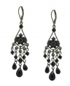 The perfect accent piece to your little black dress. 2028's edgy chandelier earrings feature faceted and teardrop-shaped acrylic jet beads. Setting and lever backing crafted in hematite tone mixed metal. Approximate drop: 2-3/4 inches.