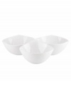 Feature modern elegance on your menu with the Classic Fjord hors d'oeuvres tray from Dansk's collection of serveware and serving dishes. The set serves up glossy white porcelain in a fluid, triple-bowl shape that keep tables looking totally fresh.