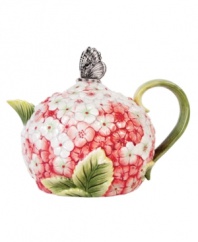 Like the flower for which it's named, the Hydrangea teapot is packed with tiny blooms. Sculpted botanical detail and a butterfly on its lid make it a charmer for your table setting or simply on display. From the Edie Rose by Rachel Bilson dinnerware collection.