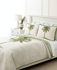 Life's a beach with Martha Stewart Collection's Palm quilted sham, boasting a textured face and printed palms finished with a printed flange and green trim.