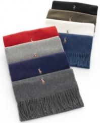 Wrap up in the ultimate luxury of this warm Italian lambswool scarf from Polo Ralph Lauren.