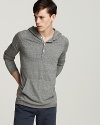A relaxed sweatshirt-inspired henley adds some serenity to your casual cool wardrobe.