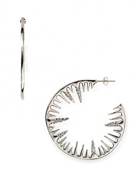 Spike your look (literally) with this pair of rhodium and crystal hoop earrings from Alexis Bittar. Wear these adornments to add instant edge.