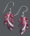 Autumn elegance. Jody Coyote's whimsical drop earrings feature burgundy patina brass leaves set in sterling silver. Approximate drop: 1-1/2 inches.
