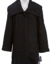 Alfani Ebony Black Textured Hidden Button Front Long Sleeve Coat