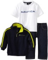 Nautica Sportswear Kids Baby-boys Infant Half Zip Sweater Set, Lemon Lime, 12-18 Months