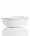 With a pure white finish and simple, geometric edge in durable bone china, the Links serving bowl from Hotel Collection presents the main course or a leafy green salad with modern elegance.