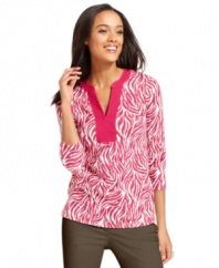 An abstract animal print steps up this Charter Club tunic. Pair it with neutral pants for a perfectly balanced outfit!