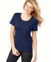 Karen Scott's basic tee has a contoured fit that always looks chic. Priced well, stock up on these must-have tops and build your wardrobe from here!
